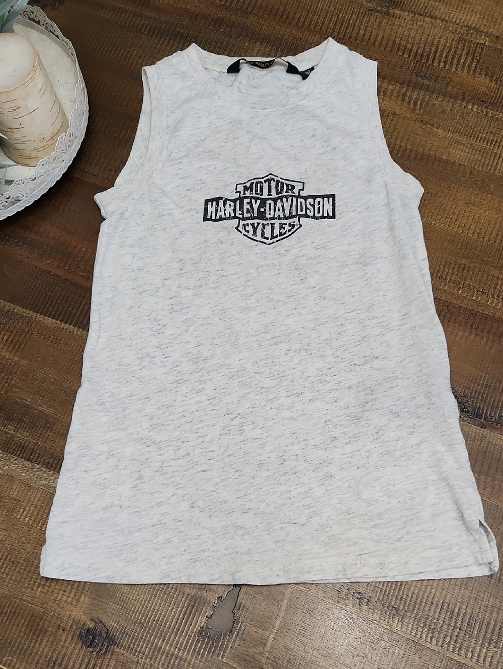 Harley-Davidson White Heather Tank Top with Black Logo